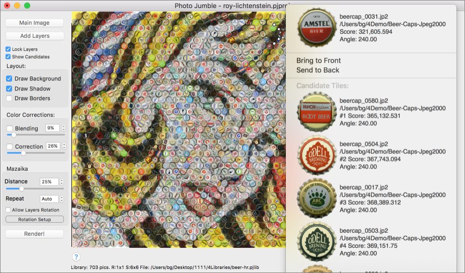 Photo Jumble for macOS with layer popup screenshot